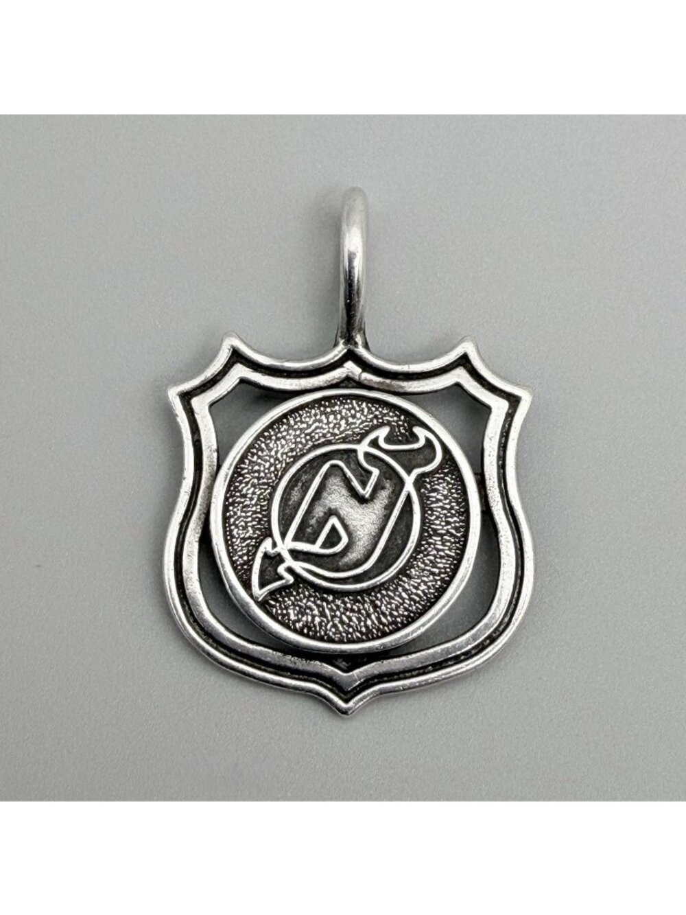 New Jersey Devils NHL Shield Pendant NJ Signed Michael Anthony Sterling Silver